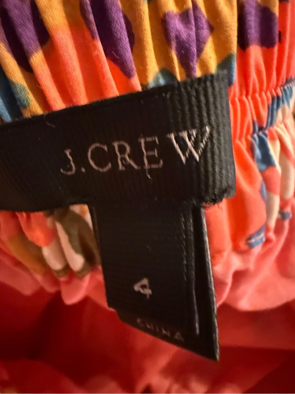J Crew Floral Mosaic Orange/red  High-Low asymmetrical Skirt. Sz4, like new